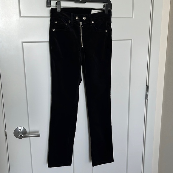 Rag & Bone Velvet Crop Dojo Jeans in Black Size 24 - Picture 2 of 9